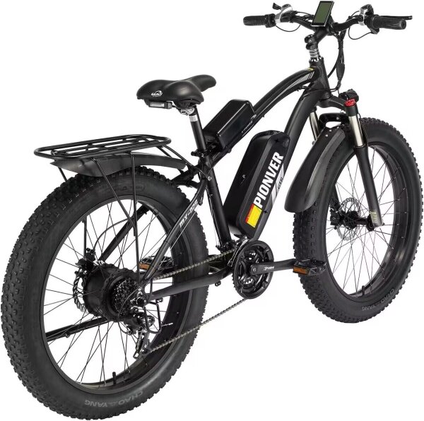 26 Zoll 500W Elektrofahrrad mit 48V 15Ah Batterie, Fat Tire Snow EBike Shimano 7 Speed Dual Disc Brake, Elektro Mountainbike für Erwachsene Vollfederung mit LCD Display Frontlicht